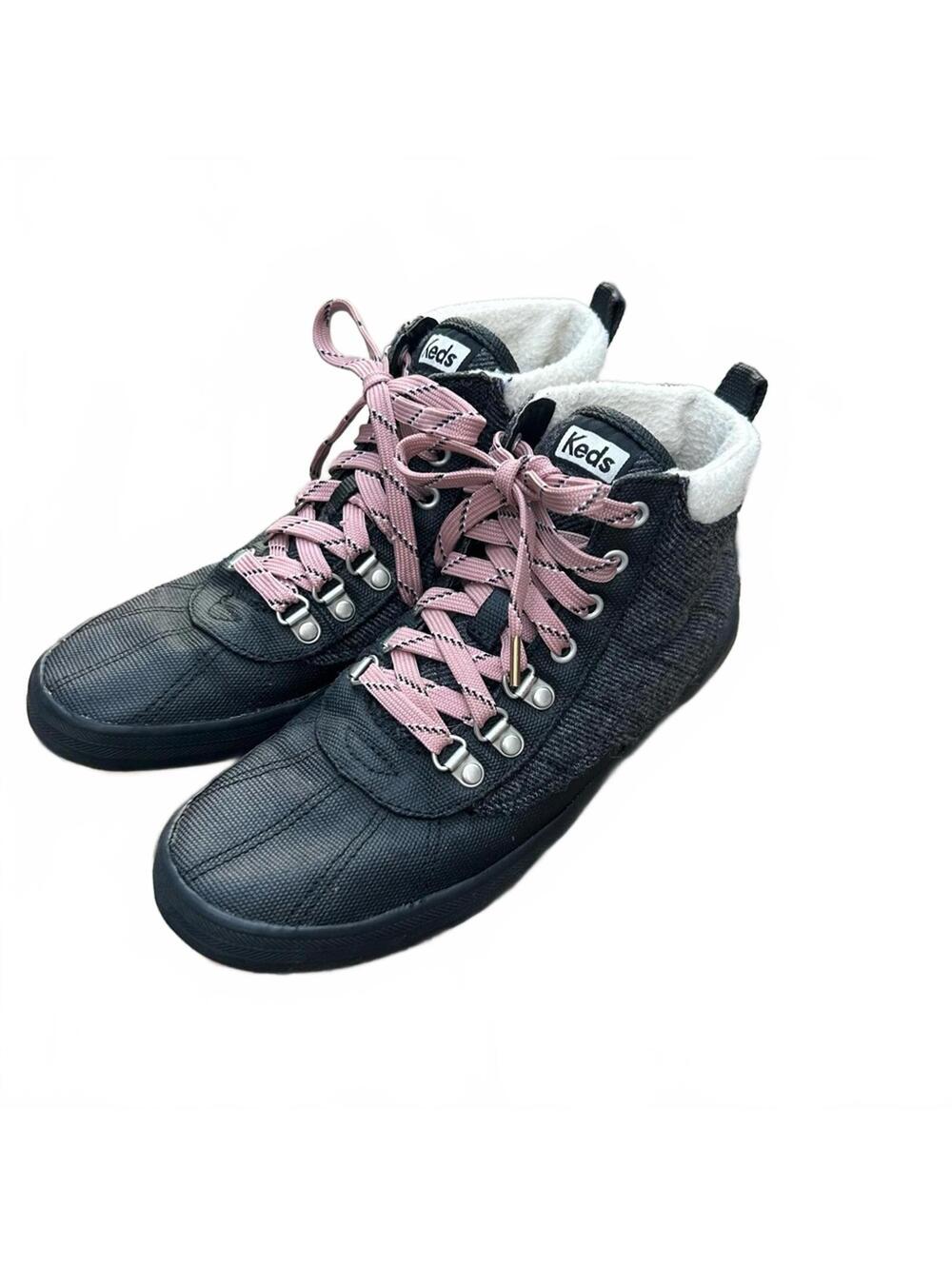 Keds Scout Boots Black Grey with pink laces and fleece lining | Size 7.5 EU 38